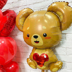 Большая композиция из шаров Любовь и мишка