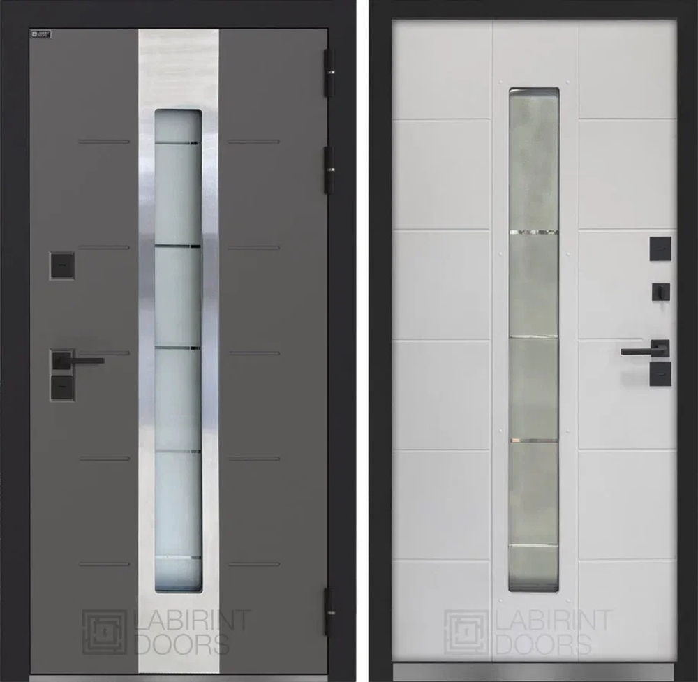 Дверь с терморазрывом входная Лабиринт TUNDRA PLUS Белый софт