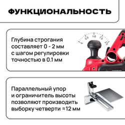 WORCRAFT Электрорубанок аккумуляторный 20V, 15000 об/мин 1100Вт (Без АКБ и СЗУ)/Рубанок ручной по дереву