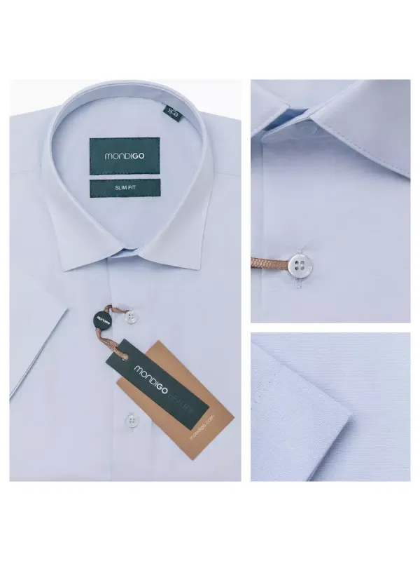 Рубашка приталенная SLIM FIT с коротким рукавом, светло-голубая