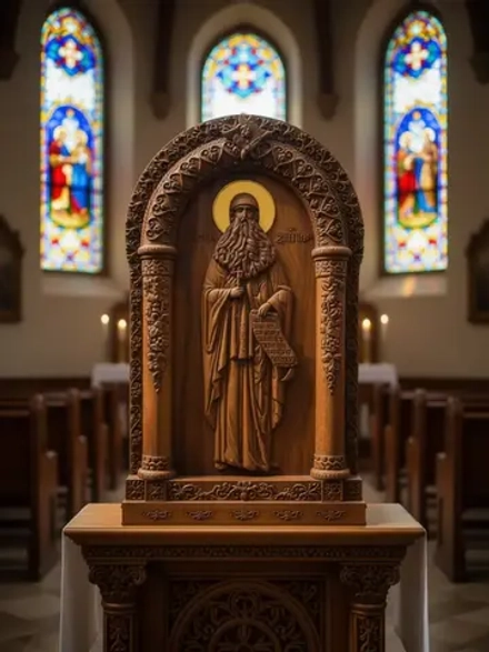 Освященная Икона преподобного Максима Грека из дуба 19х31 см