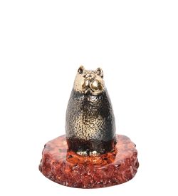 Народные промыслы AM- 358 Фигурка «Кот кенигсбергский» (латунь, янтарь)