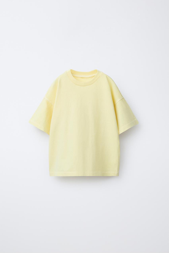 ZARA ОДНОТОННАЯ ФУТБОЛКА, СВЕТЛО-ЖЕЛТЫЙ