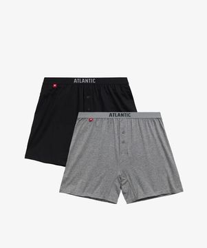 Трусы (2 шт) мужские семейные Atlantic 2MBX-025, черный + серый меланж