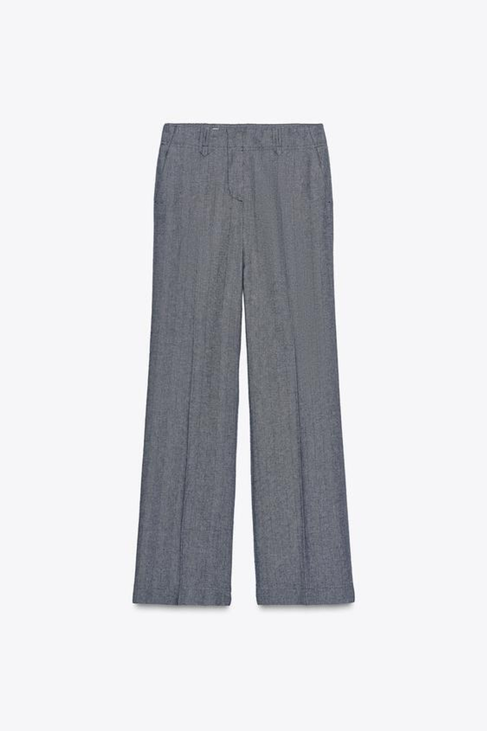 ZARA БРЮКИ СО ШЛЕВКАМИ И ДЕКОРАТИВНОЙ ОТСТРОЧКОЙ, СИНИЙ