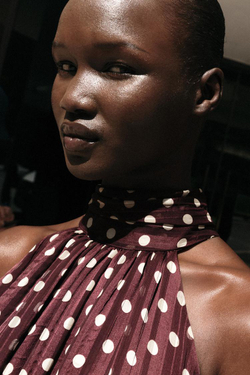 ZARA ПЛАТЬЕ МИДИ В ГОРОШЕК, ЭКРЮ/ГРАНАТОВЫЙ