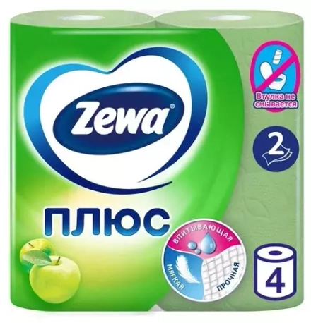 Туалетная бумага Zewa Плюс Яблоко 4 рул.