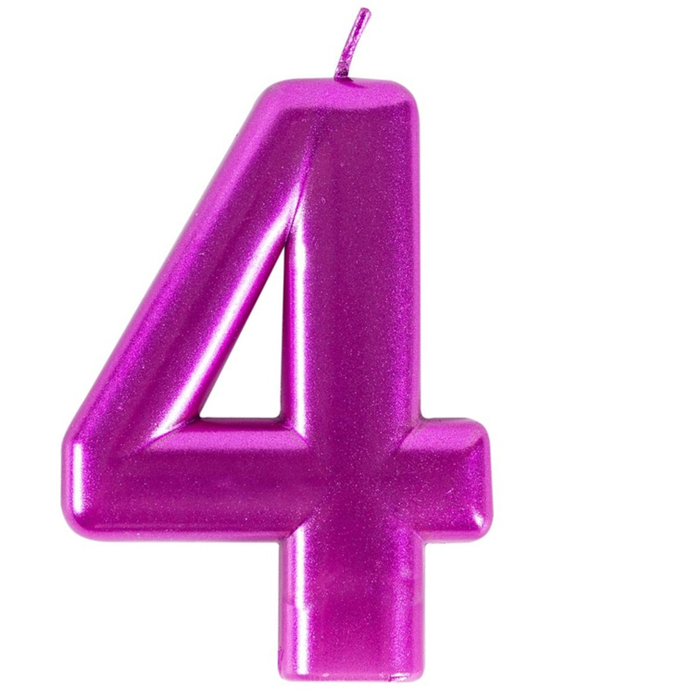 Свечи-цифры "Ярко-розовые металлик" 8 см (от 0 до 9)