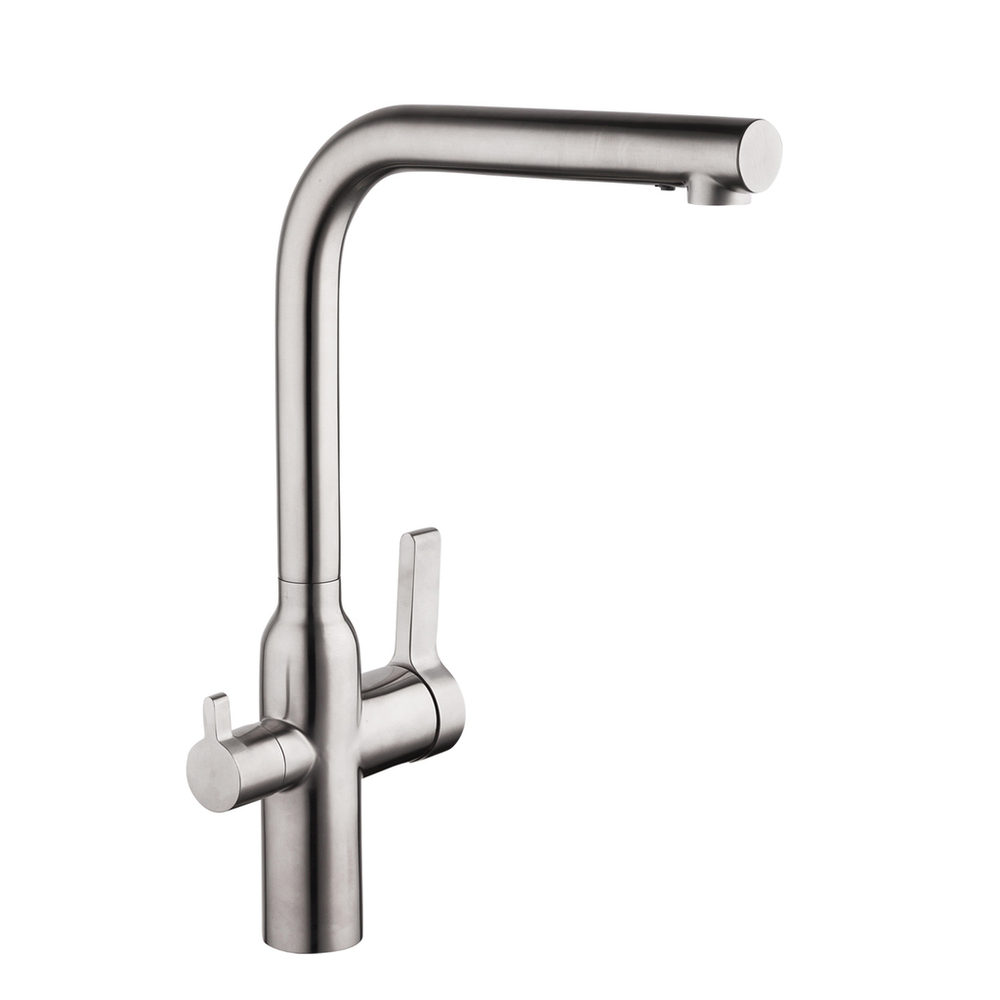 Смеситель для кухни 35к G4399-4 GAPPO с вых. для питьевого фильтра, нерж. сталь, п/гайку САТИН