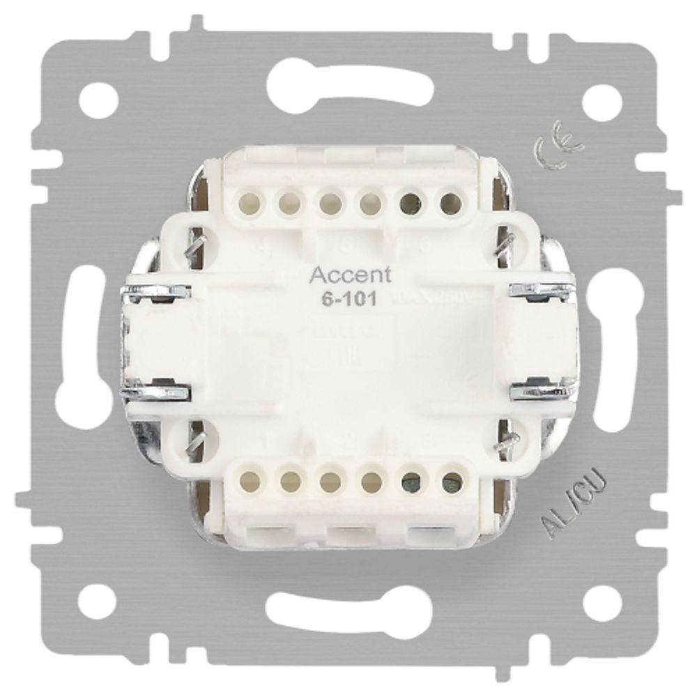 Выключатель Intro Accent 6-101-01М , 10А-250В, IP20, СУ, AL/CU, белый матовый