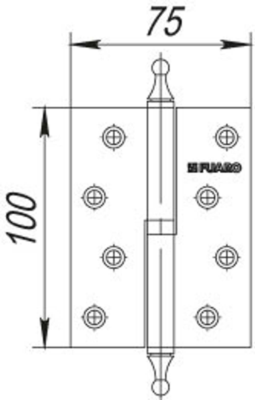 Петля съемная 410-4 100x75x2,5 SB right (мат. золото) правая