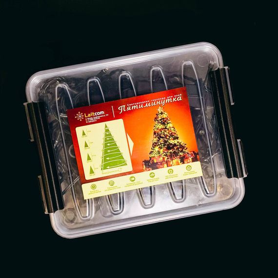 Светодиодная гирлянда Пятиминутка для ели высотой 1.8 м., 168 холодных белых LED ламп, зеленый ПВХ, Beauty Led (GFM168C-14-1W)