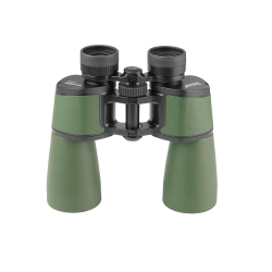 Бинокль Veber TITAN 20x50WP с двумя объективами в зеленом корпусе, вид спереди