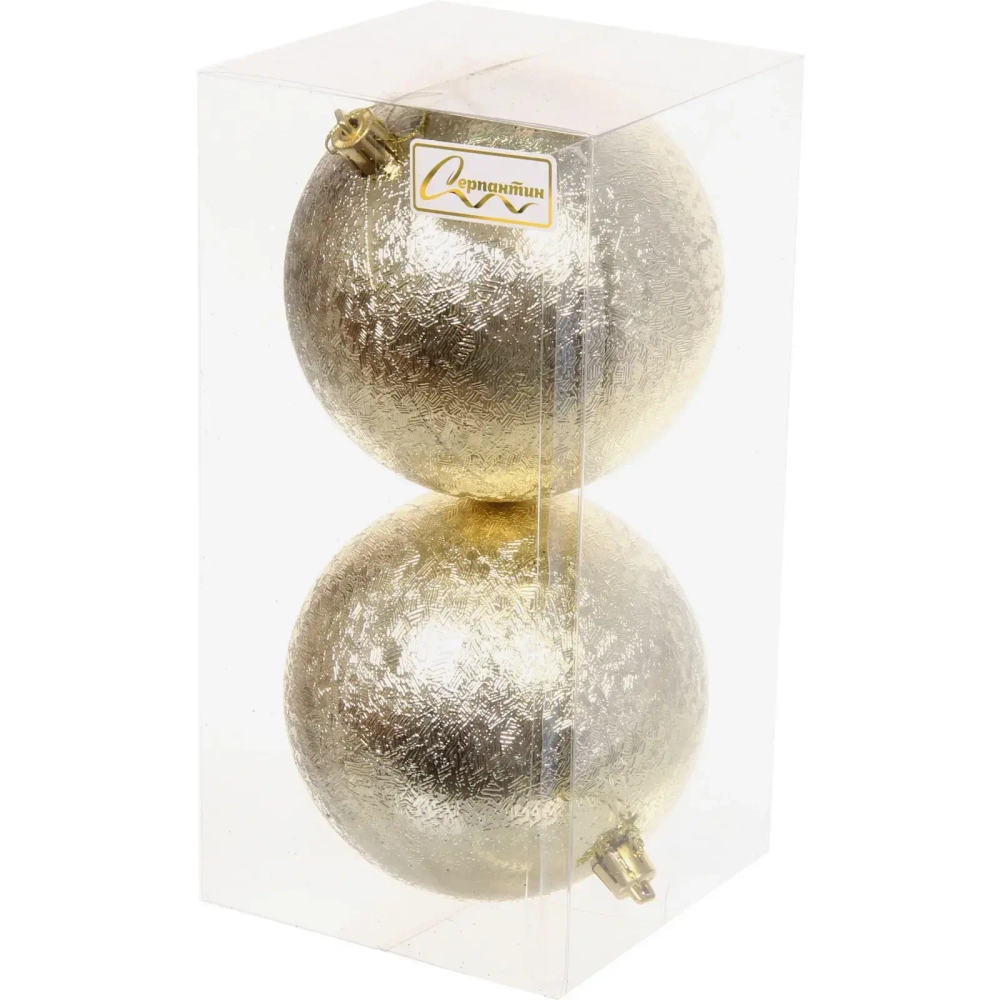 Новогодние шары 10см (набор 2шт) «Мягкий блеск», золото