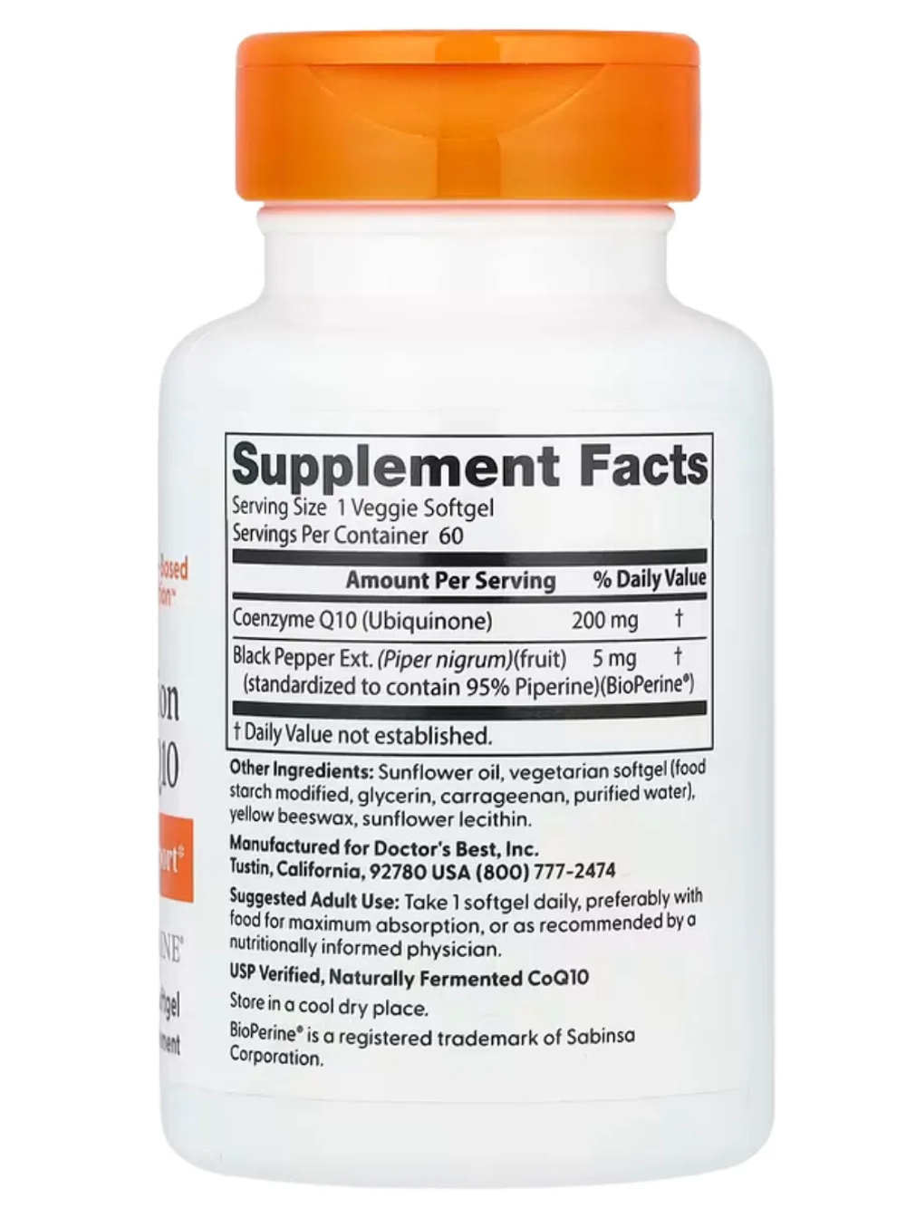 Коэнзим Q10 с BioPerine 200 мг 60 капсул