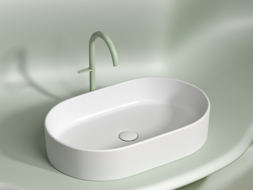 Умывальник чаша накладная овальная (цвет Белый Матовый) Element 608x385x122мм