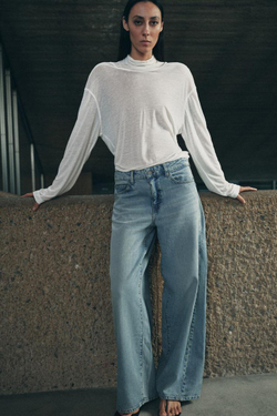 ZARA ДЖИНСЫ ZW COLLECTION LOOSE BARREL СО СРЕДНЕЙ ПОСАДКОЙ, ГОЛУБОЙ