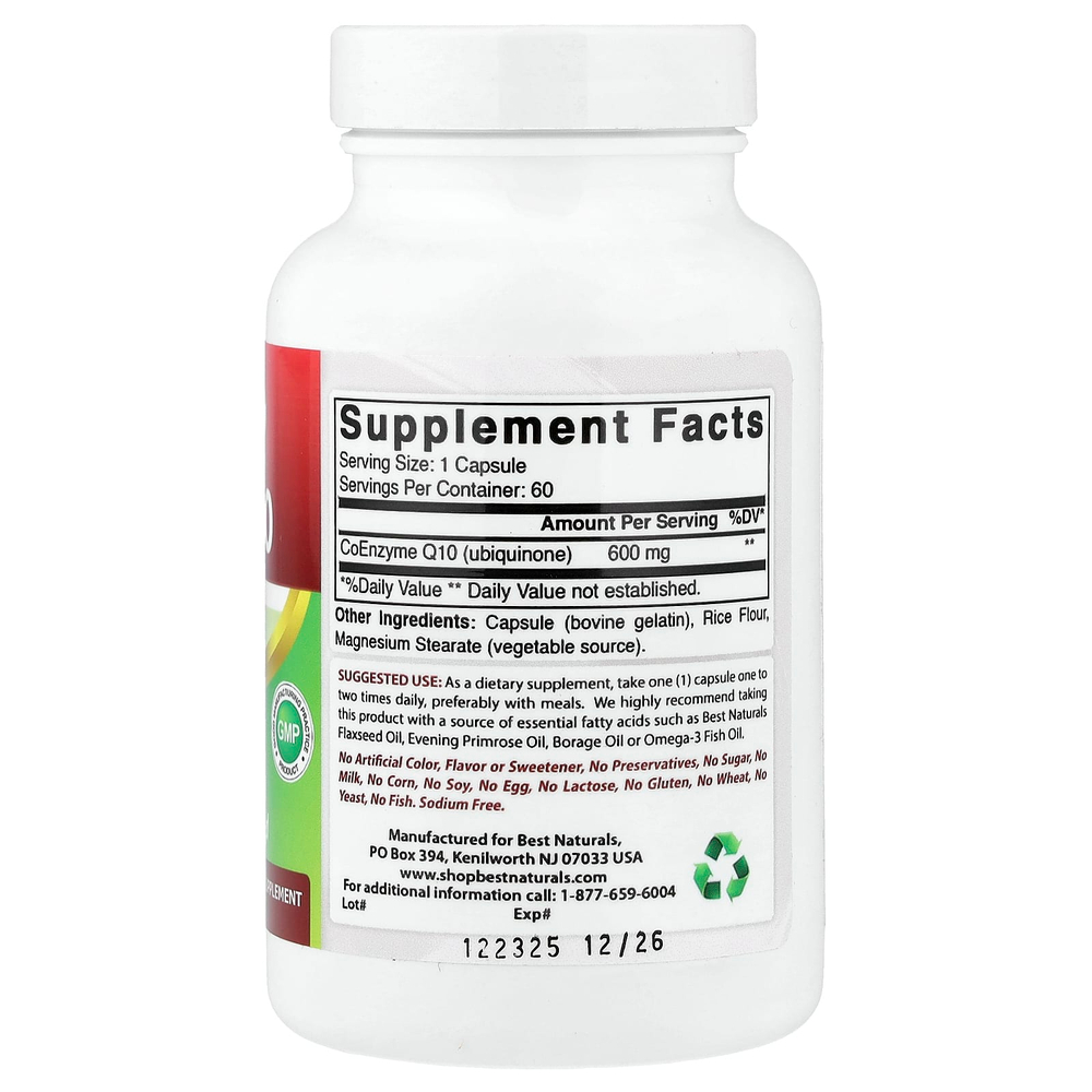 Best Naturals, CoQ10, 600 мг, 60 капсул