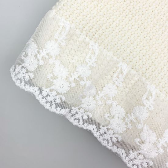 Плед Simple с кружевом жемчужный