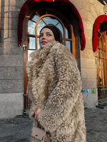 Удлиненная двусторонняя шубка Sand, Бежевая