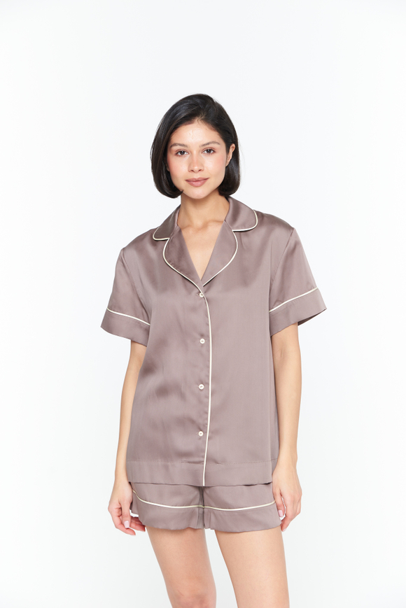 Шорты с кантом из тенселя мокко