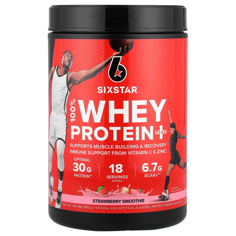 SIXSTAR, 100% Whey Protein Plus, клубничный смузи, 816 г (1,8 фунта)