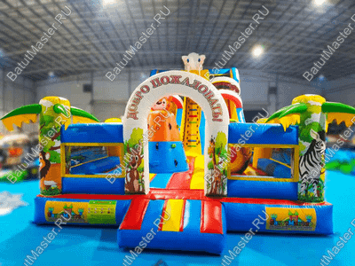 Коммерческий надувной батут "Слоник со скалодромом" 12*5*5,5 м СЛОН 3D