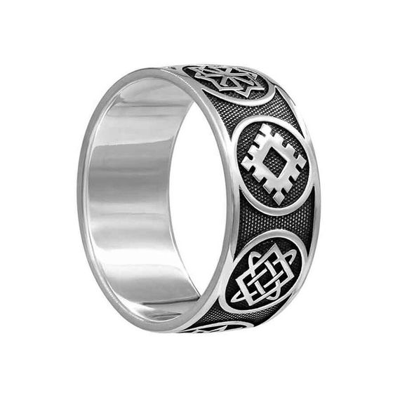 Кольцо Обереги из серебра 925 пробы, вид 4