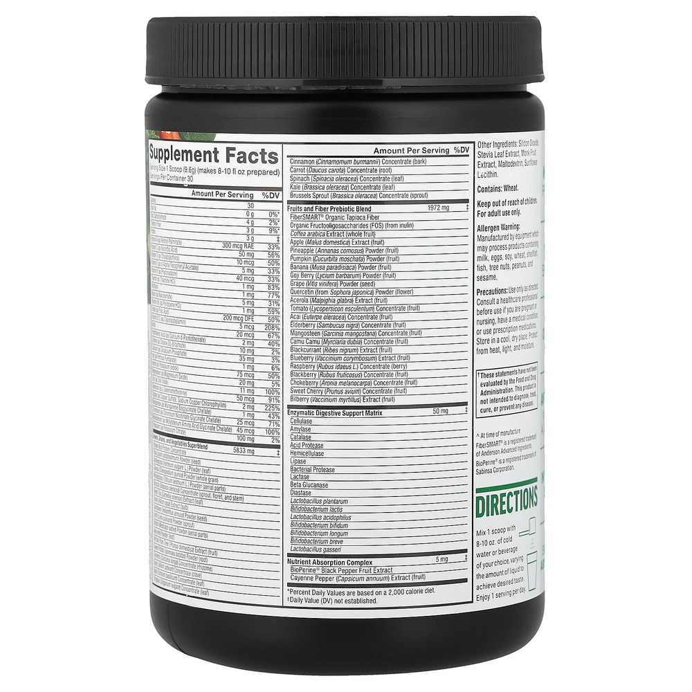 Force Factor, Smarter Greens®, порошок для ежедневного приема, натуральный нейтральный вкус, 288 г (10,2 унции)