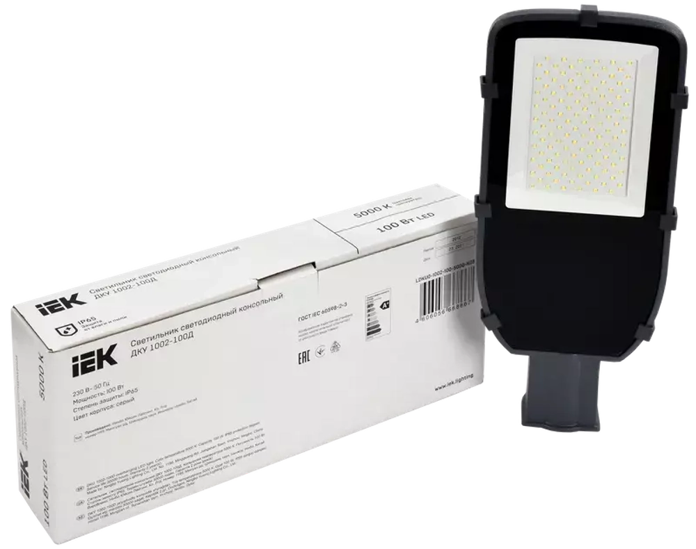 Светильник LED ДКУ 1002-100Д 5000К IP65 серый IEK