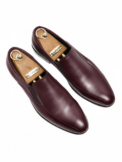 Стильные бордовые туфли без застежек под деловой стиль V572бордо Тюдор