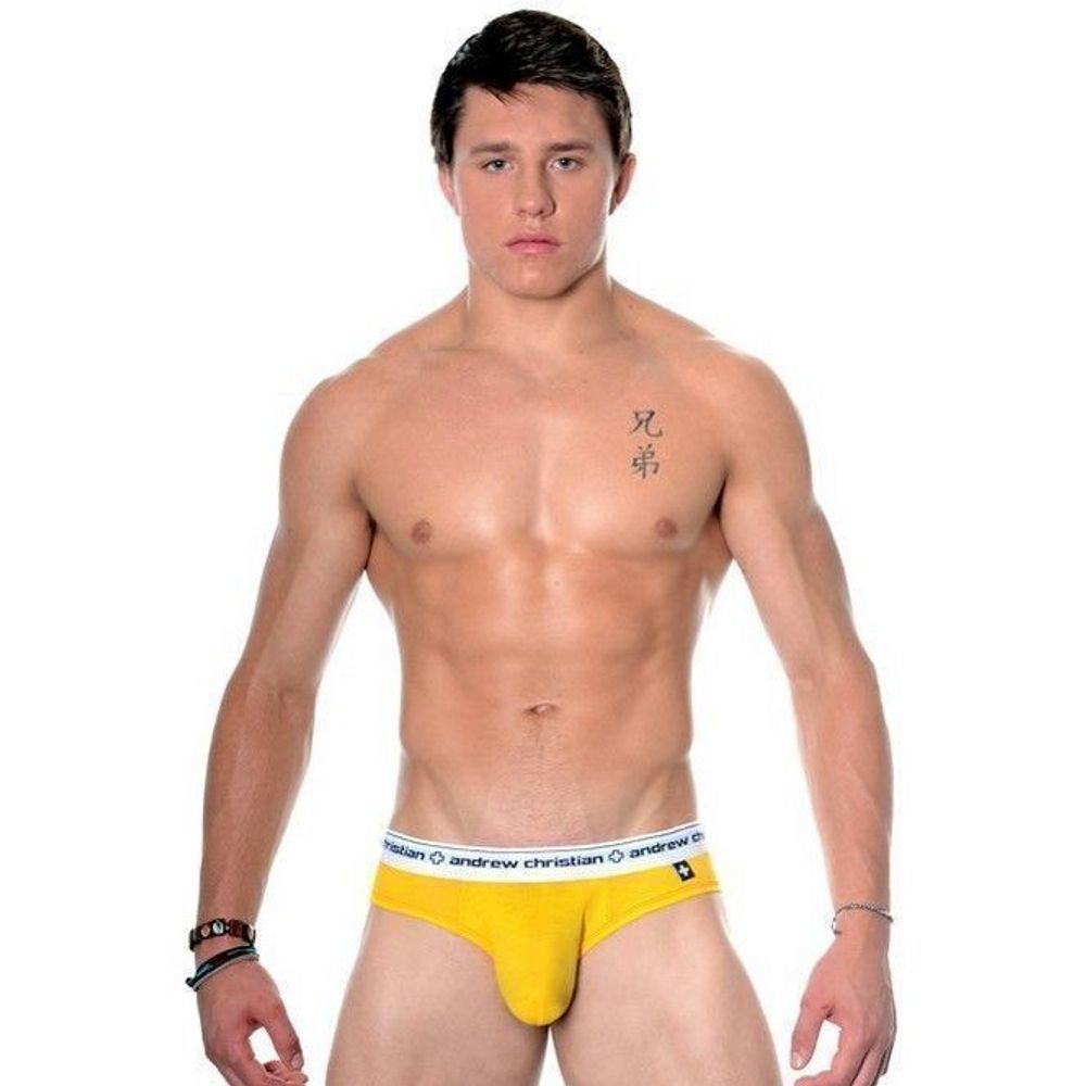 Мужские трусы джоки желтые Andrew Christian   AC21