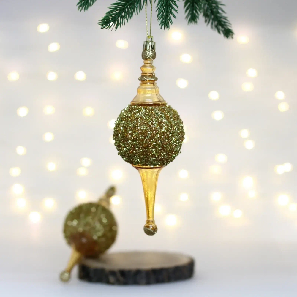 Елочные украшения «Мерцание ночи» 6.5*6.5*19.5 см (набор 2 шт), Золотой