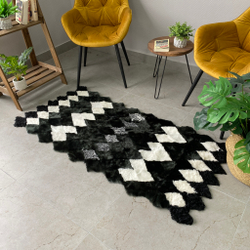 Коврик прикроватный накидка на кресло из кусочков овчины, 160 х 70 см.