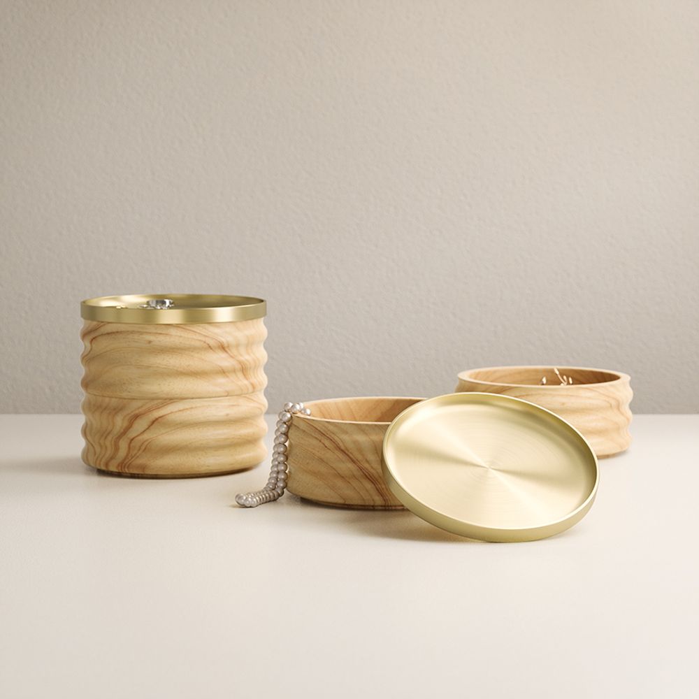 Шкатулка для украшений Tesora, натуральное дерево/латунь