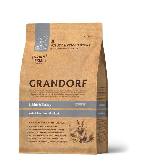 Grandorf Dog adult medium & maxi корм сухой для собак кролик с индейкой