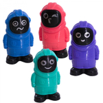 Точилка пластиковая с ластиком Alingar "Астронавты", 2 отверстия, контейнер, ассорти, картонная упаковка