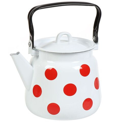 Чайник эмал, 3.5 л, свист, петля, Сиб товары, Красный горох, бел, С2716*79