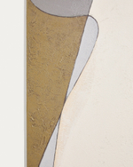 Абстрактный холст Marvilo серо-горчичного цвета 120 x 200 см