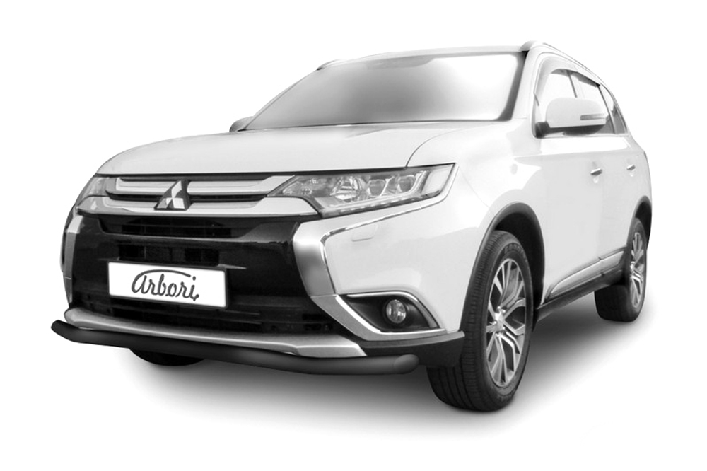 Защита переднего бампера d57 &quot;волна&quot; Arbori черн. для Mitsubishi OUTLANDER 3-го поколения 2-й рестайлинг (2015-2018гг)
