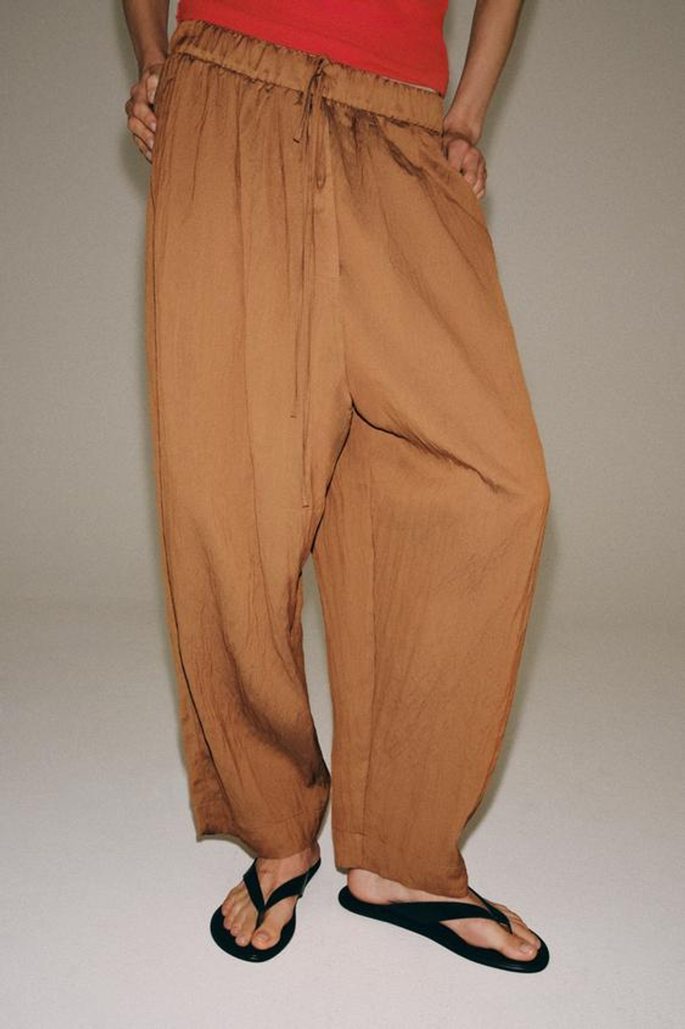 ZARA ЛЕГКИЕ БРЮКИ — ZW COLLECTION, ТАБАЧНЫЙ