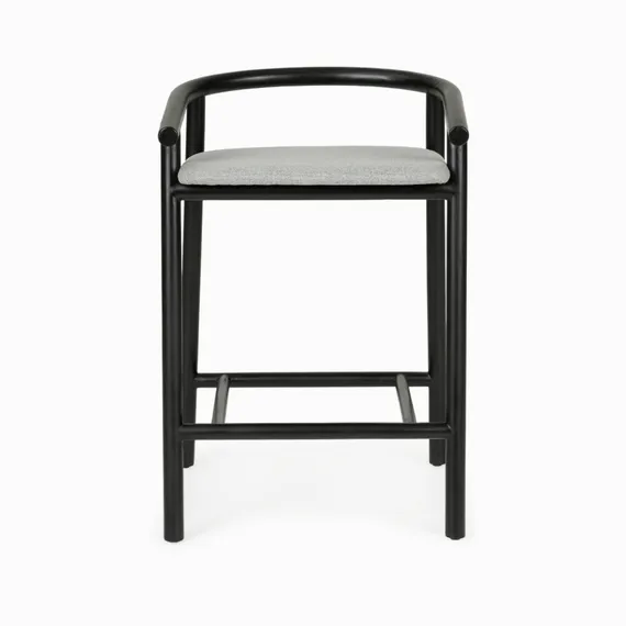 Полубарный стул Tout, 65 см, черный с серой обивкой
