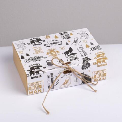 Коробка складная подарочная «Мужская», 16.5 х 12.5 х 5 см, БЕЗ ЛЕНТЫ