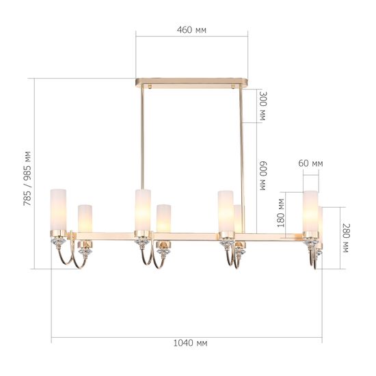 SL1402.263.08 Люстра подвесная ST-Luce Латунь/Прозрачный  E14*8 40W Elegra
