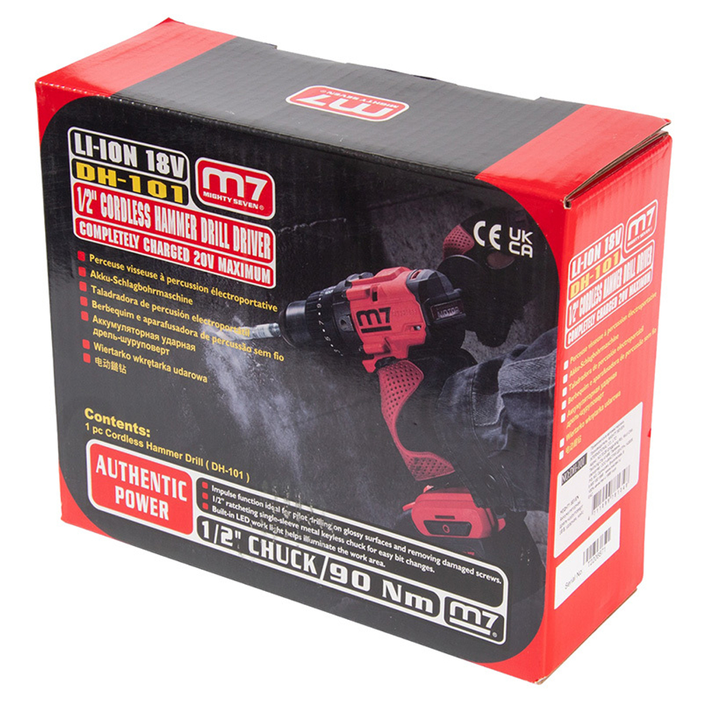 MIGHTY SEVEN (DH-101) Аккумуляторная дрель-шуруповерт 18 В, ударная, без аккумулятора и ЗУ