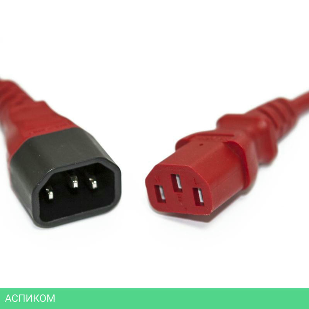 Шнур питания Hyperline PWC-IEC13-IEC14-5.0-RD красный