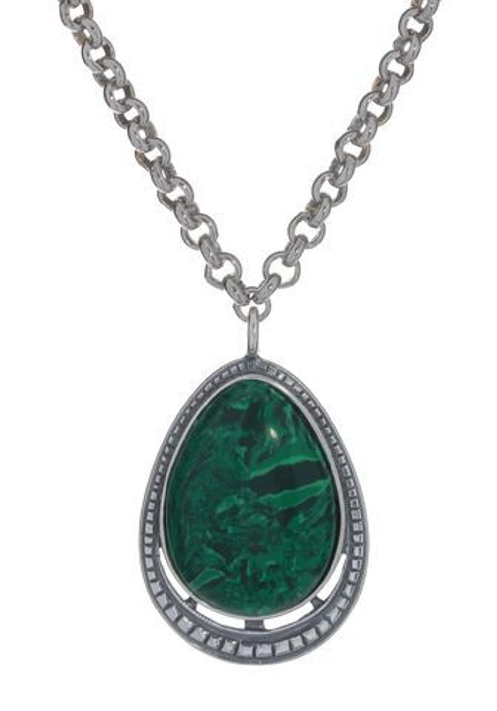 "Овал с Камнем" подвеска в серебряном покрытии из коллекции "Самоцветы" от Jenavi с замком карабин