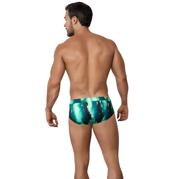 Мужские плавки зеленые с принтом Clever Moda TORRY VERDE SWIMSUIT BRIEF 155210