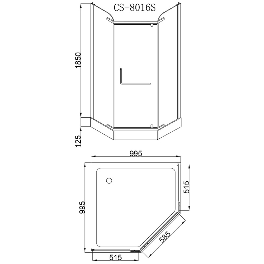 Душевое ограждение LORANTO 100х100х200 с низким поддоном 13см, серое закаленное стекло 6 мм, профиль сатин (CS-816S B 100 (GRAY))
