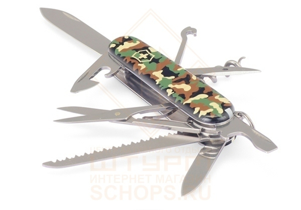 Нож многофункциональный Victorinox Huntsman 91 мм, Woodland